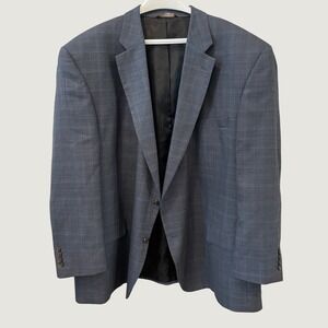 Oak Hill Mens 56R Blue Glen Plaid 100% Wool 2-Button Blazer Sport Coat Jacket